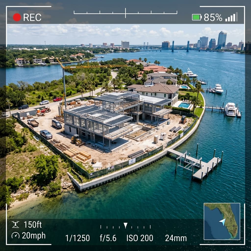 Aerial real estate photography of a Northeast Florida property